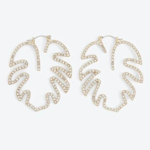 Express Pave Palm Leaf Chandelier Drop Earrings - Picture 3 of 3